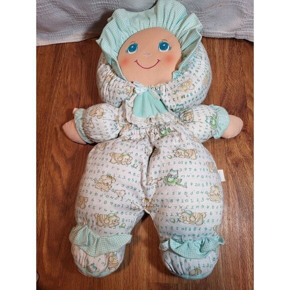 Little Darlins Plush Baby Doll Green ABC Terry Cloth Vtge 1994 Soft Eyes 20" Toy